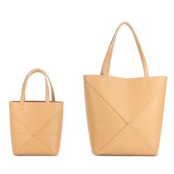 2024 New Grade Leather Folding Deformation Geometry Bag Large Capacity Fashion Single Shoulder Crossbody Tote Bag
