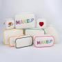 Wholesale Blank Plain Canvas Embroidery Zipper Pouch Customized Travel Cotton Makeup Bag Women Cosmetic Bags Cases