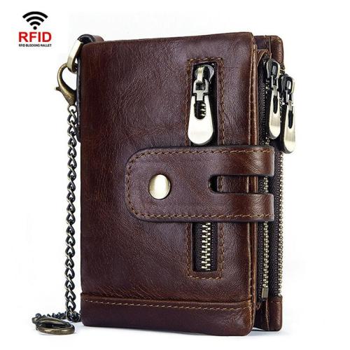 ZWY278 Wholesale Men Vintage Genuine Leather Short Wallet Stylish Waterproof Lightweight Multi-card Clip Card Case Coin Purse