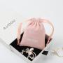 Custom Logo Printed Nude Pink Velvet Jewelry Drawstring Pouch Flannel Earring Necklace Bracelet Jewelry Bag