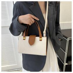 HR632 Women's Tote Bag Commuting New Fashion Contrasting Colors Portable Underarm Bag PU Handbag Versatile Shoulder CrossbodyBag