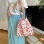 ZR891 Shopping Bag Cloth Cotton Printing Fashion Woman Tote Bag Drawstring Environmentally Friendly Shopping Underarm Bag