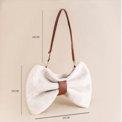 Furry Fashion Bag Custom Bow Shape Sherpa Crossbody Bag Women Shoulder Bag