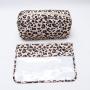 Keymay RTS Stock Low Moq 4 Sizes Cute Fashion Waterproof Nylon Leopard Cheetah Print Bag Makeup Brush Bag Washbag Cosmetics Bag