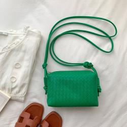 Summer new design bright colorful pure PU leather trend Korea Japan style daily life bag date Casual knitted messenger bag