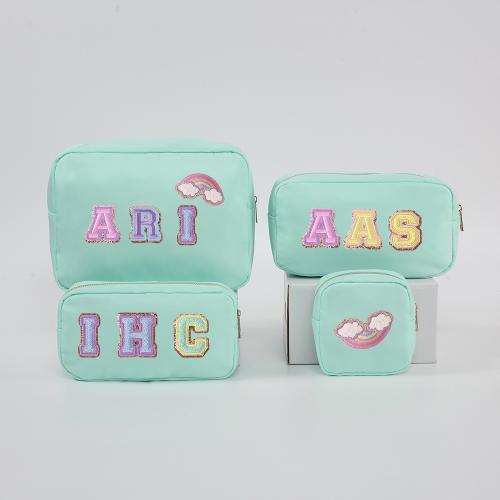 Wholesale Personalized Patches Nylon Cosmetics Pouch Travel Toiletry Bag Organizer Makeup Bag