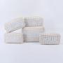 Keymay RTS Stock Multi-color Embroidery Personalized Pearl Letter Patches Women's Makeup Bag Tweed Cosmetic Pouch Tweed Bag