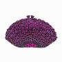 Handmade luxury women purse with hollowed out metal diamond bag bridal green fan shaped rhinestone evening bags