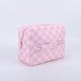 Manufacturer Wholesale Custom Designer Women Cosmetic Bag Nylon Zipper Waterproof Portable Travel Fashion Plaid Makeup Bag