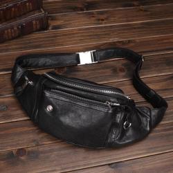 New Sheepskin Large Capacity Sports Men's Genuine Leather Chest Bag