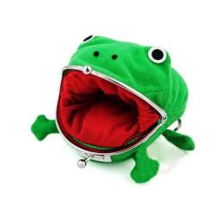 Cartoon Children Plush Frog Money Bags Stuffed Plush Frog Coin Wallets Children Money Purses Women PU Leather Wallet 1pc/opp Bag