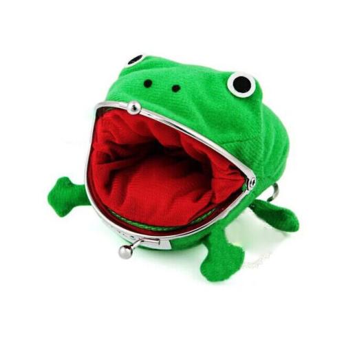 Cartoon Children Plush Frog Money Bags Stuffed Plush Frog Coin Wallets Children Money Purses Women PU Leather Wallet 1pc/opp Bag