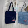 Women's Denim Tote Bag Custom Logo Designer Shoulder Shopping Canvas Bag