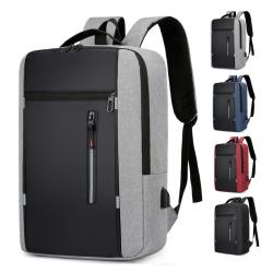 ZF074 New Shoulder Bag Simple USB Charging Business 15.6 Inch Computer Backpack Male Waterproof Wear-resistant Student Schoolbag