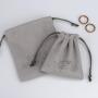 Custom Emboss Microfiber Jewelry Storage Gray Packing Drawstring Pouch Luxury Watch Gift Earring Jewelry Suede Bag