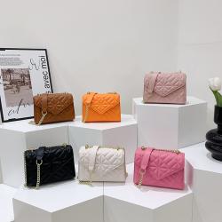 2023 New Pu Solid Women Fashion Handbags Sewing Thread Wholesale Women Handbags Metal Chain Designer Shoulder Bags For Women