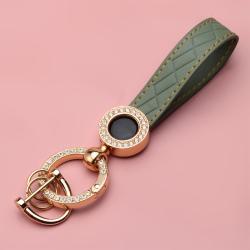 Wholesale OEM Luxury Leather Car Key Holder Ladies Leather Key Organizer Women Rhinestone Keychain Holder