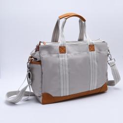 Stock Large Capacity Long Shoulder Belt Cross-body Canvas Tote Mommy Bag with Changing Mat 2 Stroller Strap Baby Diaper Bags