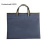 HR009 Unisex Business Soft Faced Zipper Dark Blue Briefcase Nylon Office Data Laptop Bag Business Woven Document Computer Bag