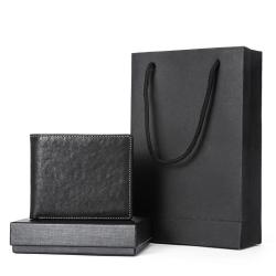 Custom Leather Men Wallets Ultra Slim Leather Wallet RFID Horizontal Business Card Holder Wallet Gift Set for Men