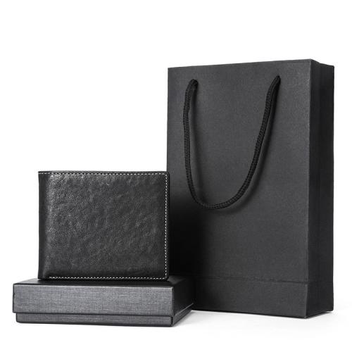 Custom Leather Men Wallets Ultra Slim Leather Wallet RFID Horizontal Business Card Holder Wallet Gift Set for Men