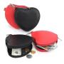 HR474 Fashion New Coin Key Carrying Bag Portable Unisex Solid Color Zipper Mini PU Leather Love Shape Wallet Handheld Purse