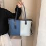 Large capacity denim fashionable patchwork contrasting shoulder bag designer bags