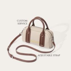 Trendy Leather Small Boston Crossbody Casual Shoulder Bag Handbag for Women Compact Fashion Purse Elegant Mini Chic Everyday Bag