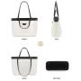 LOVEVOOK 2pcs/set Customized LOGO printable large PU leather Canvas Beach Bag Monogrammed Gift Handbag Purse Tote Bag for Women