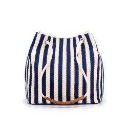 Canvas  Simple Korean Version Bucket Shoulder Striped Crossbody Bag Women'S Production Source