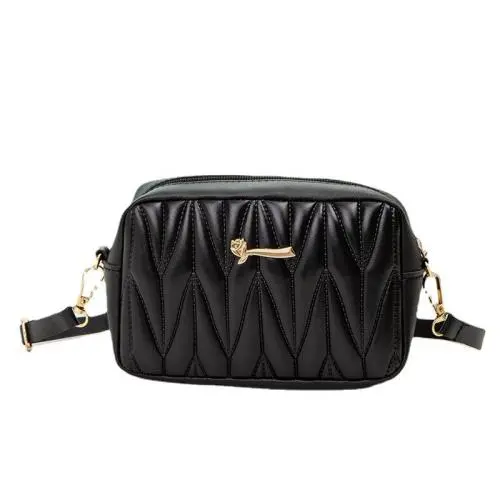 2024 Ladies Fashion Embroidered Cosmetic Bag V-Grain Wavy Diagonal Design Single Handle Portable for Foreign Trade Wholesale