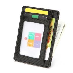 CUIKCA RFID Blocking Carbon Fiber Pattern PU Leather Wallet Purse Unisex Driver's License Card Holder Business ID Bank Card Case