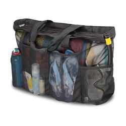 XL317 Large Picnic Bag Toy Storage Bag Travel Handbag Mesh Zipper Beach Tote Bag With Handy Side Pockets