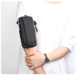 HR304 Waterproof PU Leather Sports Running Phone Arm Bag Outdoor Sports Waist Bag Wrist Single Shoulder Crossbody Fitness Bag