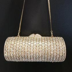 NEW Ladies Rhinestone Shoulder Sparkly Clutch Purse Luxury Evening Roll Crystal Bag