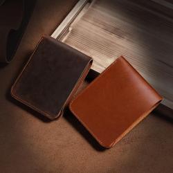 Crazy Horse Genuine Leather Luxury Purse Casual Wallets Vintage Slim Wallet custom leather wallet for men credit card holder bag