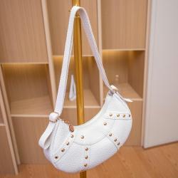 2024 Ladies Fashion PU Litchi Underarm Bag New Mini Portable Joker Shoulder Bag Single Chain Decoration Personalized Willow Nail