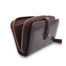 RFID Long Tri-fold Purses Credit Card Holder Case genuine leather Women Wallets