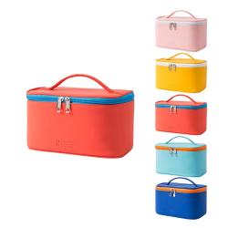 Large Luxury Logo Zipper Makeup Bag Hot Sale Fashion Women Custom Travel PU Leather Cosmetic Bags