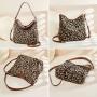 Women's Leopard Print Bag Designer Genuine Leather Shoulder Handbag Tote Bags