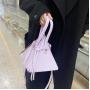 2024 Custom Logo Pyramid Vegan Leather Handbag For Women Fashion Drawstring Bag