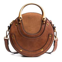 Hot selling women's small round bag fashionable frosted splicing single shoulder crossbody handbag