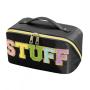 Custom Letter Patch Cosmetic Bag Portable PU Leather Waterproof Toiletry Pouch Travel Make up Bag