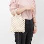 Designer Gridding Women Handbags Wooden Bead Purse Ladies Casual Shoulder Handbags Bucket Clutch Bag For Wholesale