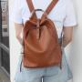 2024 new women's double shoulder strap backpack soft leather backpack trendy fashion head layer cowhide leather travel type back