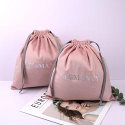 Super Soft Pink Velvet Promotion Shopping Bag Custom Logo Printing Velvet Dust Bag Gift Packaging Flannel Pouch