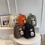 HR768 New Fashion Cotton Ladies Backpack Tote School Bags Outdoor Casual Bag Soft Backpack With Pendant Daypack Bag