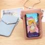 New Ladies Fashionable Heart-Shape Decorated Transparent Touch Screen Mobile Phone Bag Simple Women's Student Messenger Bag