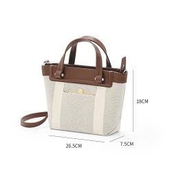 OEM ODM Fashion Canvas Tote Bag Pu Handle Designer Ladies Handbag Cotton Canvas Crossbody For Women