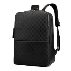 Men's Backpack Computer Bag PU Leather Business Student Backpack Large Capacity Business Trip Customs Travel Bag